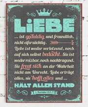Metallschild groß - Liebe ist geduldig und freundlich, Metallschild groß - Liebe ist geduldig und freundlich,