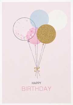 Faltkarte "Happy Birthday" - Luftballons