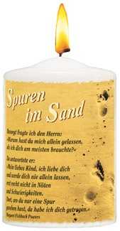 Foto-Kerze "Spuren im Sand" - Mini Foto-Kerze "Spuren im Sand" - Mini
