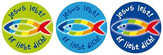 Mini-Button-3er-Set, Regenbogen-Ichthys-Fisch Mini-Button-3er-Set, Regenbogen-Ichthys-Fisch