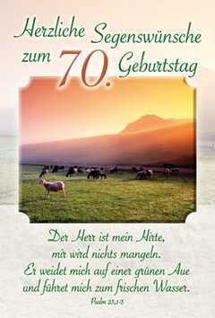 Faltkarte: Herzliche Segenswünsche zum 70. Geburtstag - Geburtstag