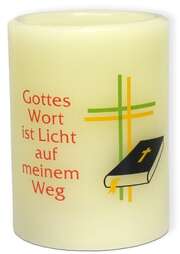 LED-Echtwachskerze "Gottes Wort ist Licht" LED-Echtwachskerze "Gottes Wort ist Licht"