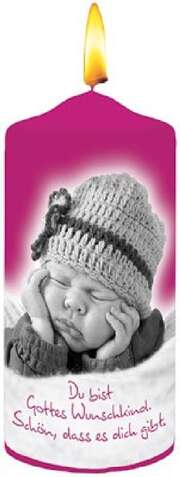 Foto-Kerze "Du bist Gottes Wunschkind" - Small Foto-Kerze "Du bist Gottes Wunschkind" - Small